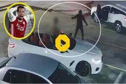 اولین ویدئو از لحظه سرقت مرسدس بنز و زورگیری از مدافع آرسنال+ ویدئو 