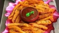 طرز تهیه سیب‌زمینی کرانچی سوخاری | با دیپ چدار و سالسا +ویدئو