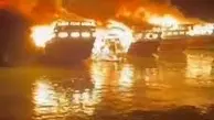 آتش سوزی ۵ کشتی چوبی در عسلویه+ویدئو