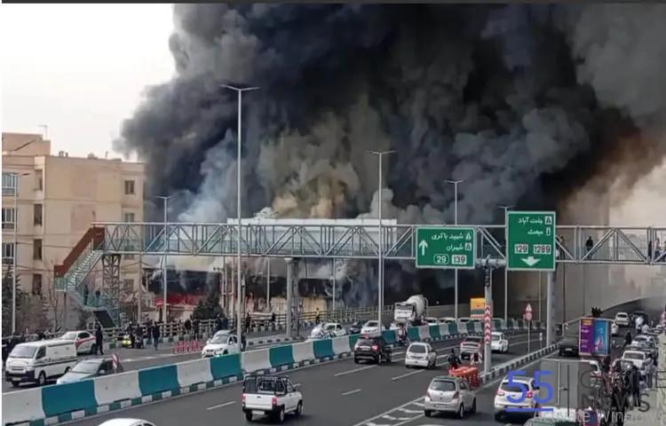 آتش‌سوزی شدید در بازارچۀ جنت‌آبادِ تهران | ملکی: آتش‌سوزی بازارچه جنت بسیار گسترده است + ویدئو