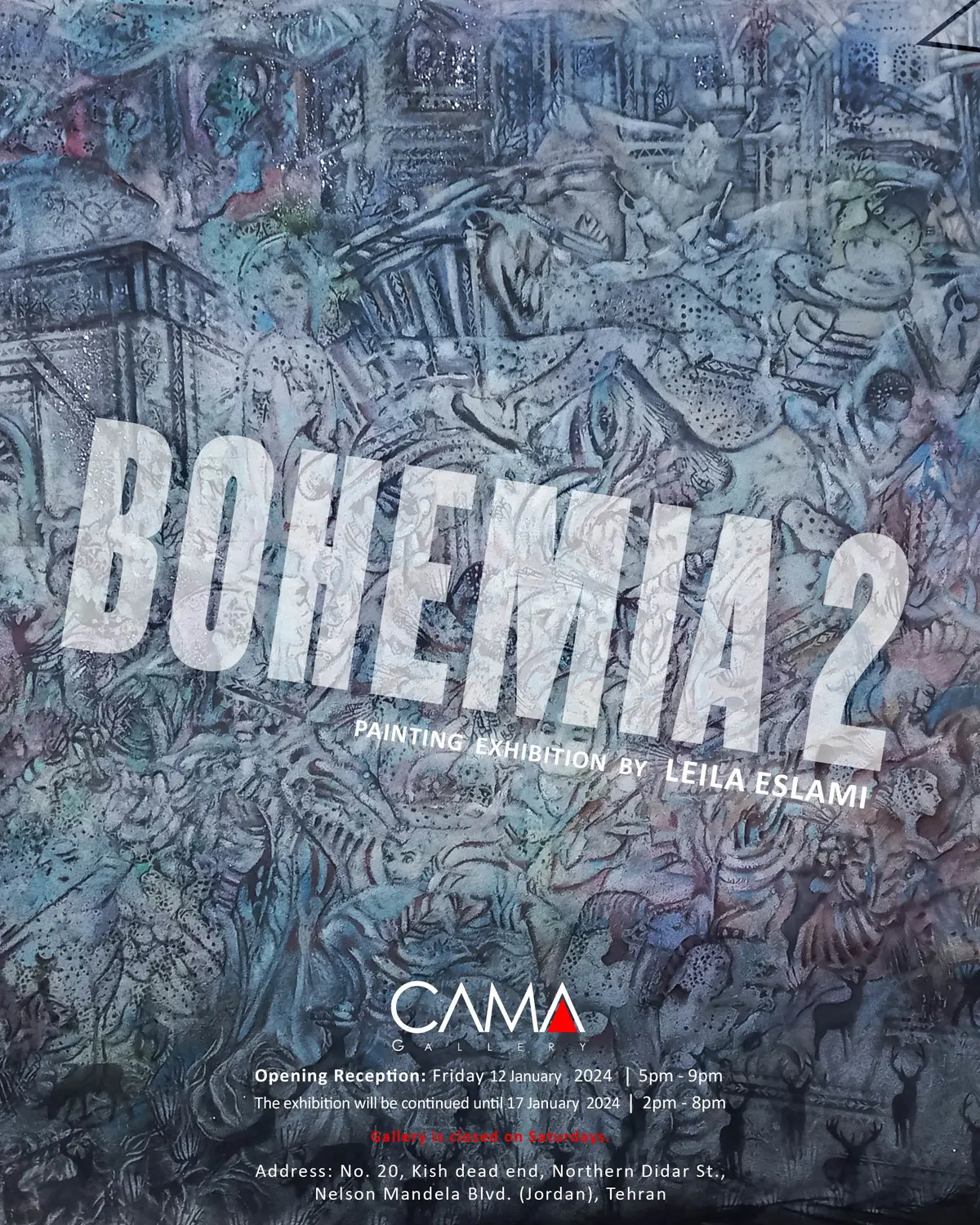 نمایشگاه نقاشی بوهمیا ۲ | بازی خط و نقطه در آثار لیلا اسلامی، هنرمند معاصر