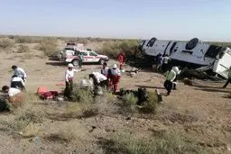 فیلمی از واژگونی مرگبار اتوبوس در خراسان رضوی