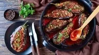 به روش اصفهانیا ماش پلو رو با بادمجان شکم پر بخور! | طرز تهیه بادمجان شکم پر +ویدئو
