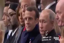 نگاه بی تفاوت و معنادار پوتین در مراسم ۱۰۰ سالگی پایان جنگ جهانی اول!+ویدئو