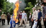 تصاویر| تجمع و آتش مقابل سفارت ارمنستان در تهران