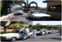 ضدعفونی محوطه سازمان صدا و سیما توسط نیروهای سازمان پسماند 