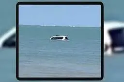 لحظه‌ی غرق شدن ماشین پلیس در دریا+ویدئو