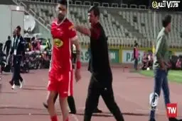 عصبانیت شدید و برخورد فیزیکی کریم باقری با سعید آقایی+ویدئو 