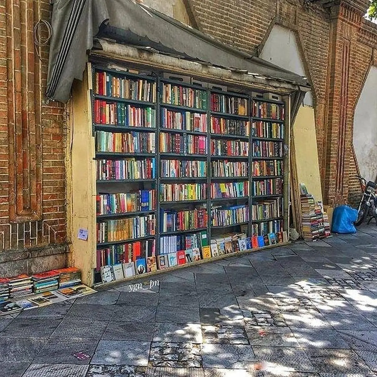 عجیب ترین کتابفروشی در خیابان خیام تهران که فقط یه قفسه است! + تصاویر