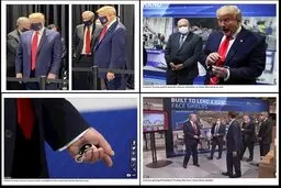 تصویرترامپ که ازروی اجبار ماسک زده است