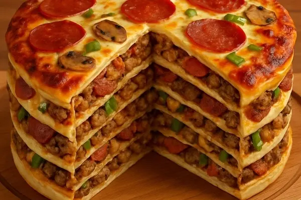طرز تهیه کیک پیتزا تابه‌ای | با این روش فوری کیک پیتزا درست کن! +ویدئو