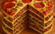 طرز تهیه کیک پیتزا تابه‌ای | با این روش فوری کیک پیتزا درست کن! +ویدئو