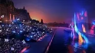 نورافشانی خیر کننده برج ایفل با ورود کاروان فرانسه به محل رود سن +ویدئو