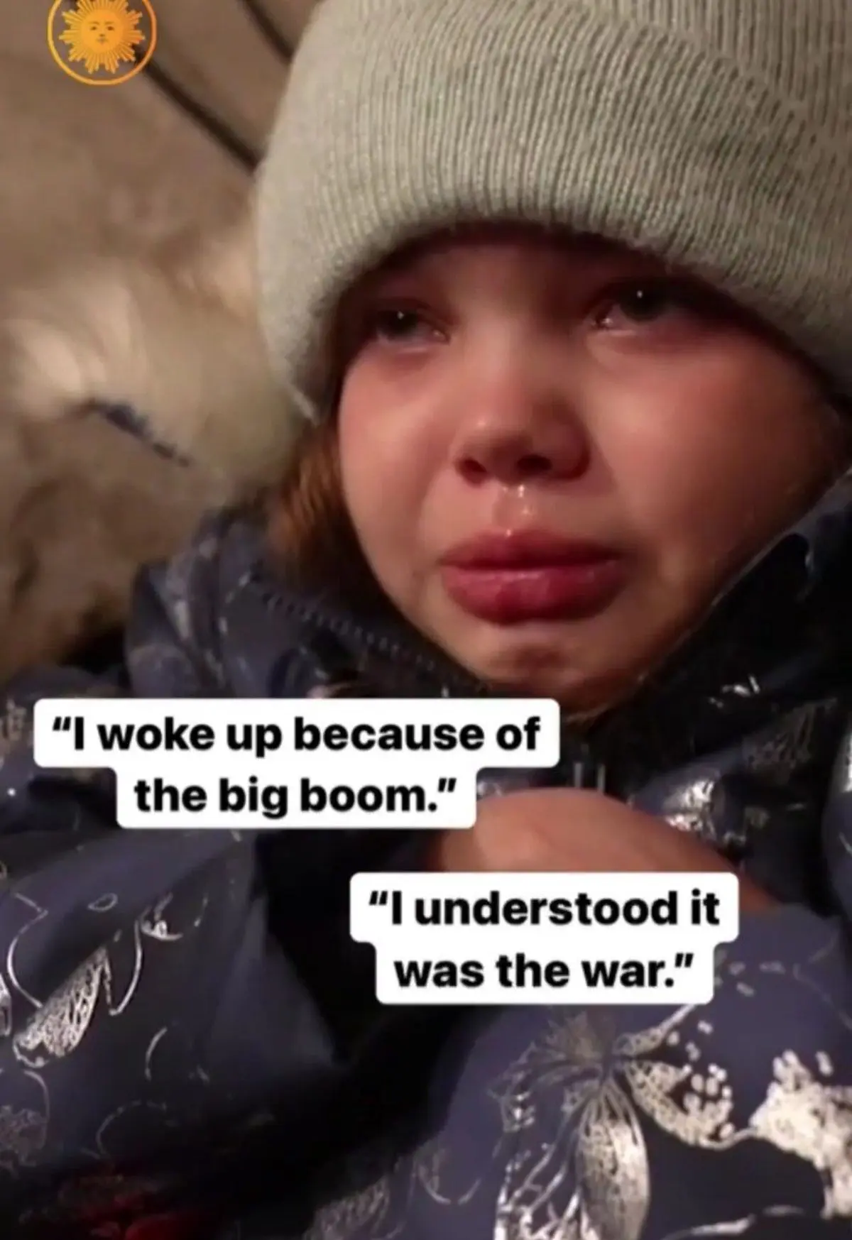 گریه دلخراش کودک اوکراینی: با صدای بمب بیدار شدم!+ویدئو