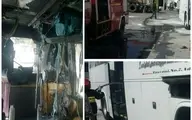 مهار آتش سوزی در اتوبوس مسافربری کرمان