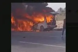 فوری | یک اتوبوس مسافربری آتش گرفت!