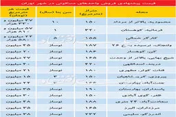 قیمت آپارتمانهای لوکس در تهران/ جدول