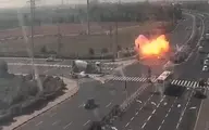 ویدئو؛ لحظه انفجار موشک پرتابی از نوار غزه در بزرگراه رژیم صهیونیستی