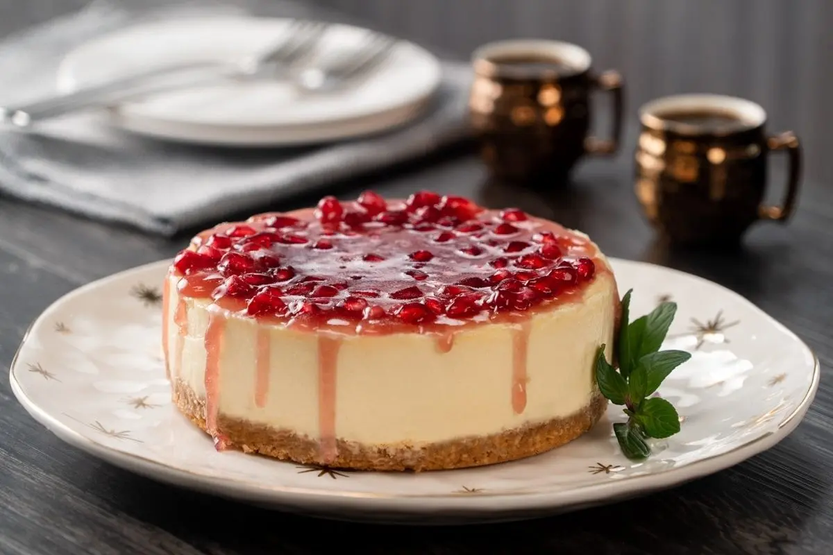 چیز کیک انار، ترکیبی از طعم‌های شیرین و ترش | طرز تهیه چیز کیک انار +ویدئو