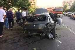 تصادف عجیب در اتوبان ستاری منجر به قطع درختان شد!+تصاویر