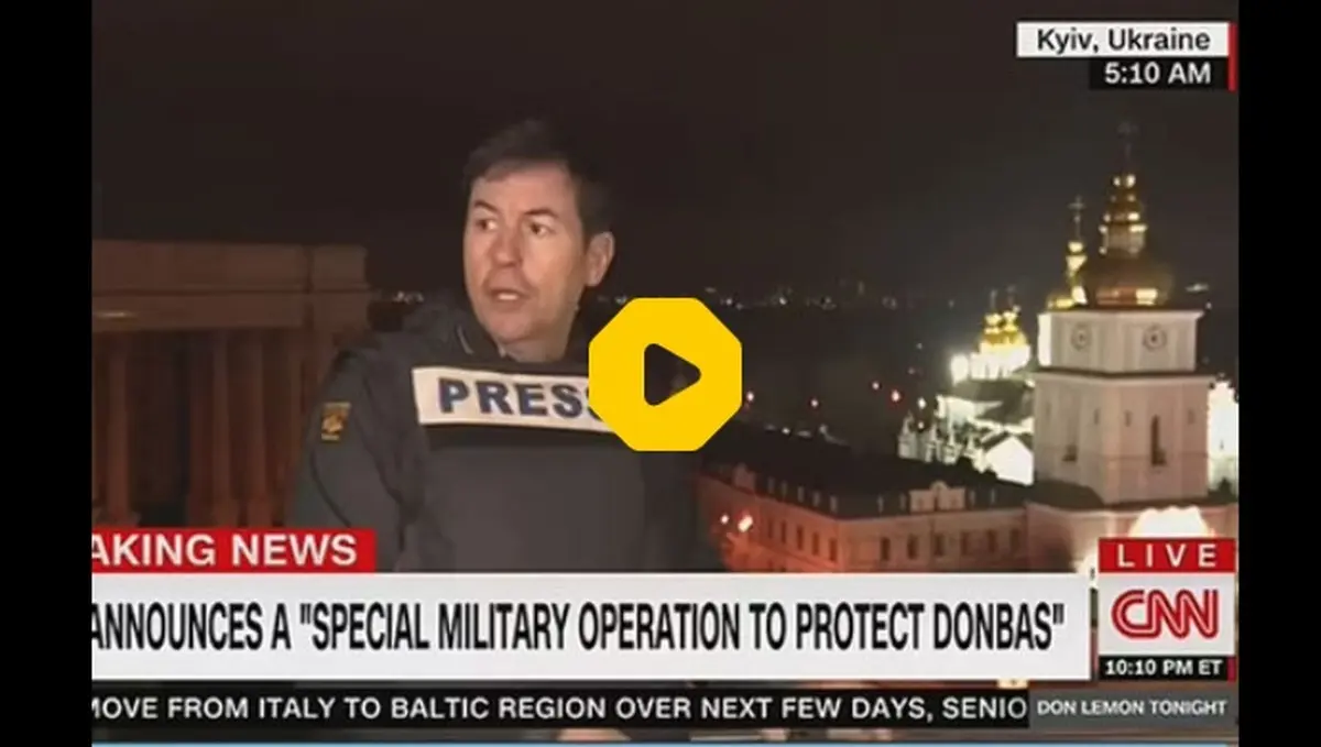 موشکباران و ترس خبرنگار سی ان ان هنگام گزارش از کی یف+ ویدئو 