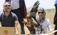 میترا حجار در مراسم رهاسازی گونه‌های جانوری در پارک ملی خجیر