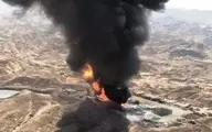 دکل نفتی در آتش قطعه چینی سوخت