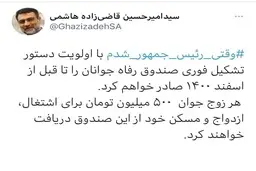 وعده انتخاباتی قاضی زاده هاشمی: به هر زوج 500 میلیون می دهم 
