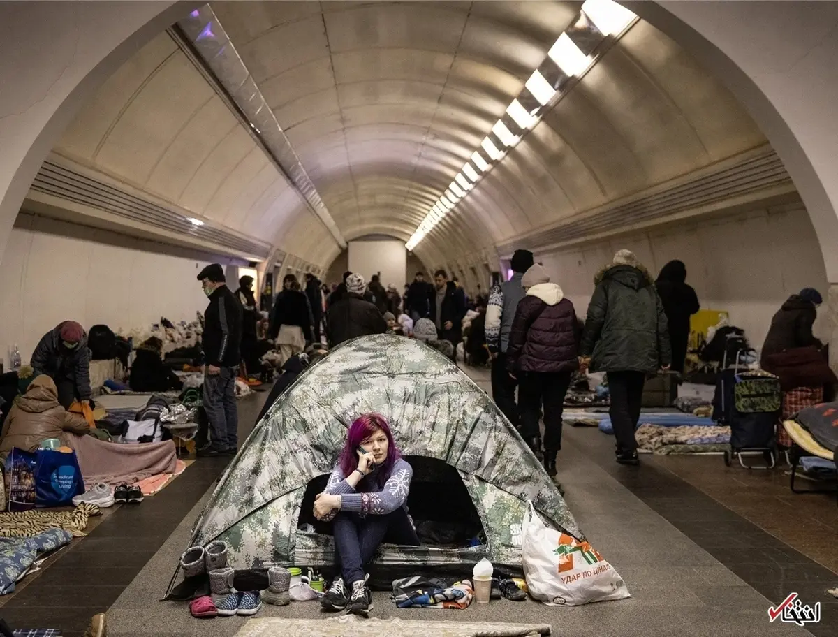 تصاویری از وضعیت اسفبار بار اوکراینی‌ها در متروی کی یف