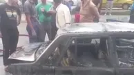 آتش گرفتن پراید در خرم‌آباد | پراید خاکستر شد+ویدئو 