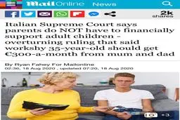 رای جنجالی دیوان عالی ایتالیا علیه فرزندان بیکاری که در خانه می‌خورند و می‌خوابند!