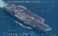 تصاویر رصد ناو هواپیمابر آمریکا در خلیج فارس توسط پهپادهای سپاه منتشر شد 