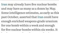 ادعای واشنگتن تایمز درباره تعداد بمب‌های اتمی ایران | در حال حاضر ایران 5 بمب اتمی دارد!