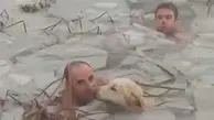 نجات سگ از آب یخ زده توسط پلیس‌ اسپانیا 
