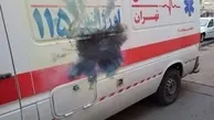 آسیب به آمبولانس اورژانس تهران در شب چهارشنبه سوری+تصویر
