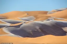  بارش برف در صحرایی با دمای ۶۰درجه! + تصاویر