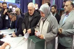 حضور ظریف و همسرش در انتخابات