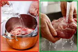 این مواد غذایی را قبل از پختن نشویید! | گوشت خام و برنج را قبل از پخت نشویید!