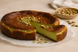 طرز تهیه چیزکیک سن سباستین پسته‌ | تو کافه‌ها هم ‌نمی‌تونی مثلش رو پیدا کنی! +ویدئو