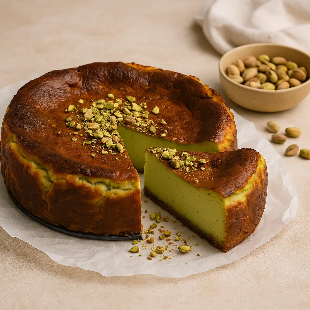 طرز تهیه چیزکیک سن سباستین پسته‌ | تو کافه‌ها هم ‌نمی‌تونی مثلش رو پیدا کنی! +ویدئو