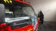 آسیب خودروی آتش‌نشانی در پی برخورد نارنجک! +عکس