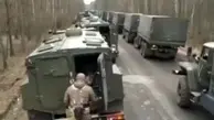 ستونی از ارتش روسیه به همراهی نیروهای چچنی در نزدیکی کی‌یف+ویدئو
