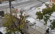 تصویری از بارش تگرگ در تهران