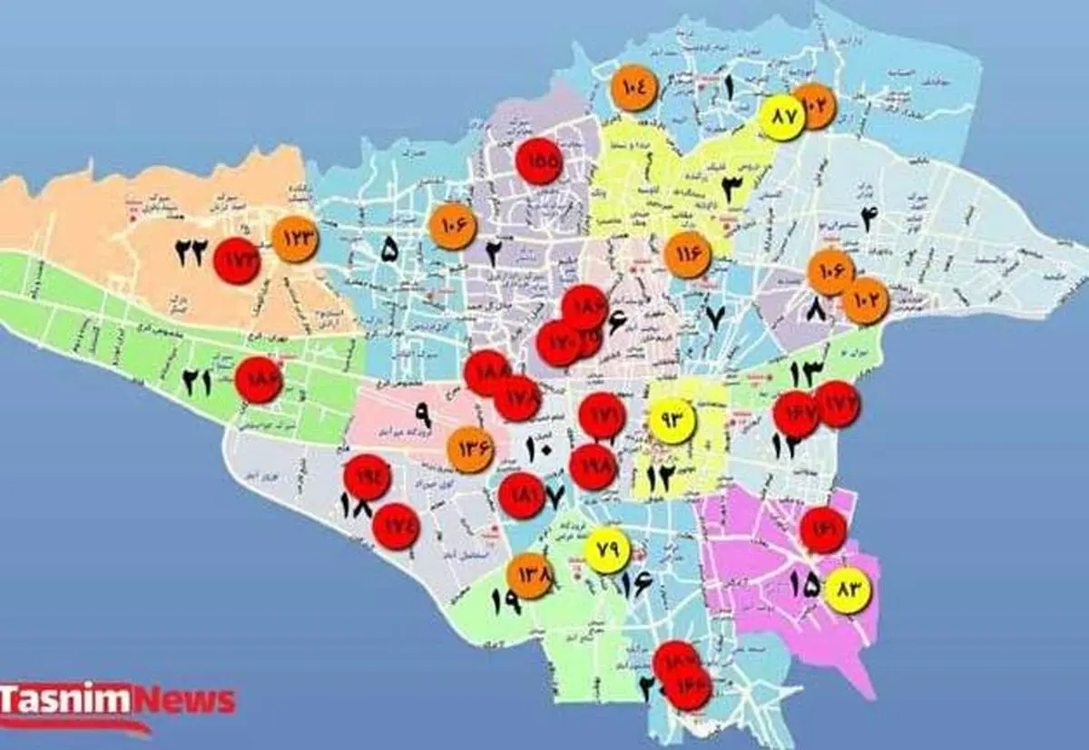 اکثر مناطق تهران در وضعیت قرمزِ آلودگی هوا به سر می برند