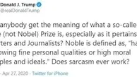 توجیه ترامپ پس از گاف املای اشتباه کلمه جایزه «نوبل»: کنایه زدم!