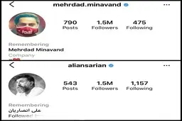 صفحه اینستاگرام علی انصاریان و مهرداد میناوند به حالت یادبود (Remembering) درآمد