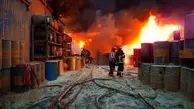 آتش‌سوزی گسترده در کارخانه تینر ورامین+ویدئو