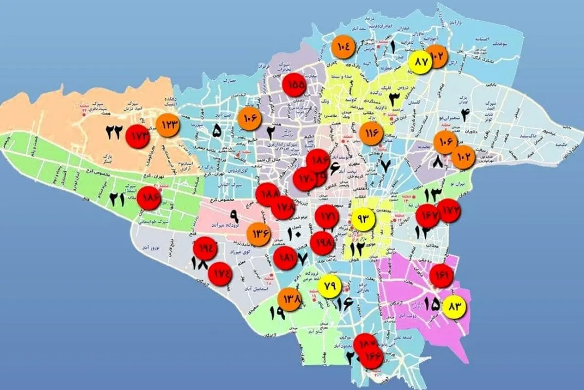 اکثر مناطق تهران در وضعیت قرمزِ آلودگی هوا