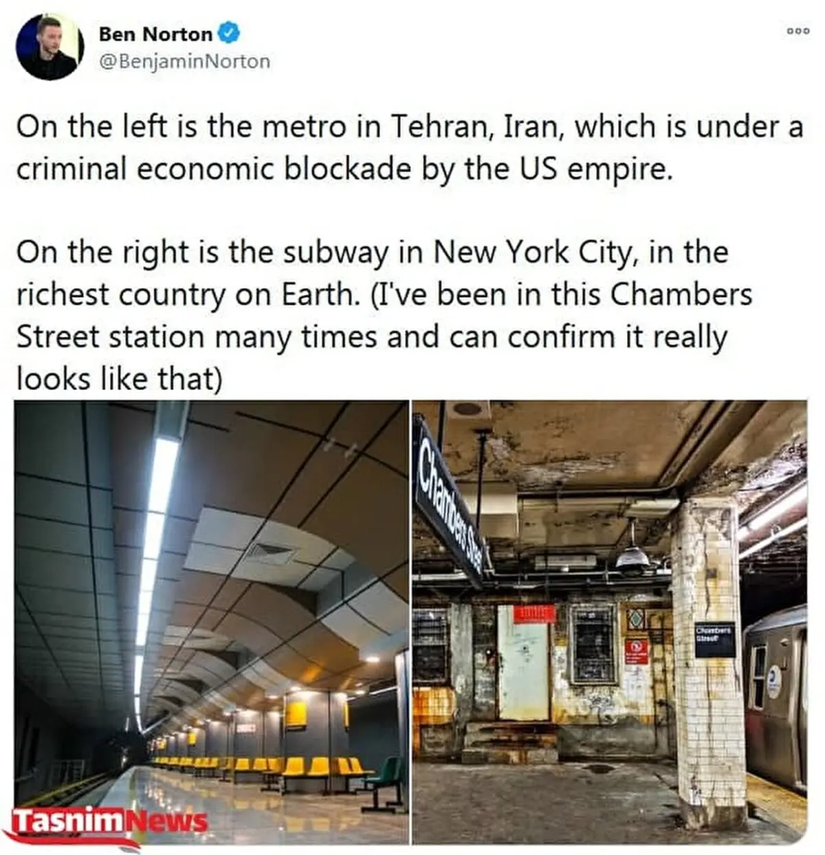 تفاوت متروی تهران و نیویورک! 