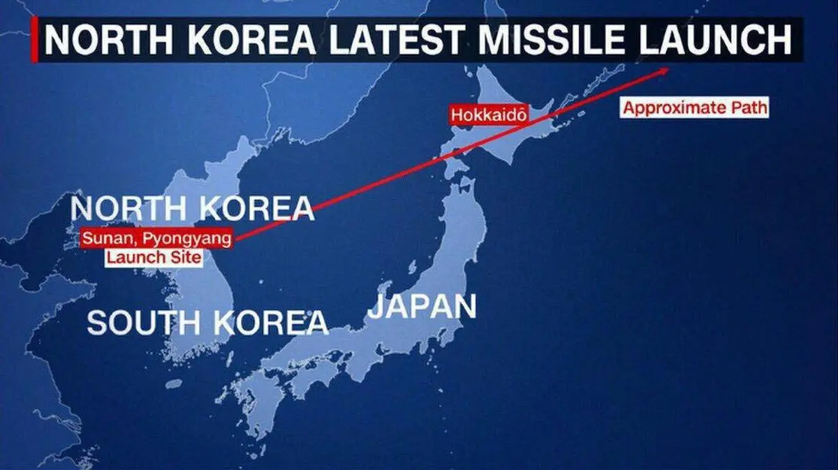 موشک بالستیک کره شمالی چه مسیری را طی کرد ؟
